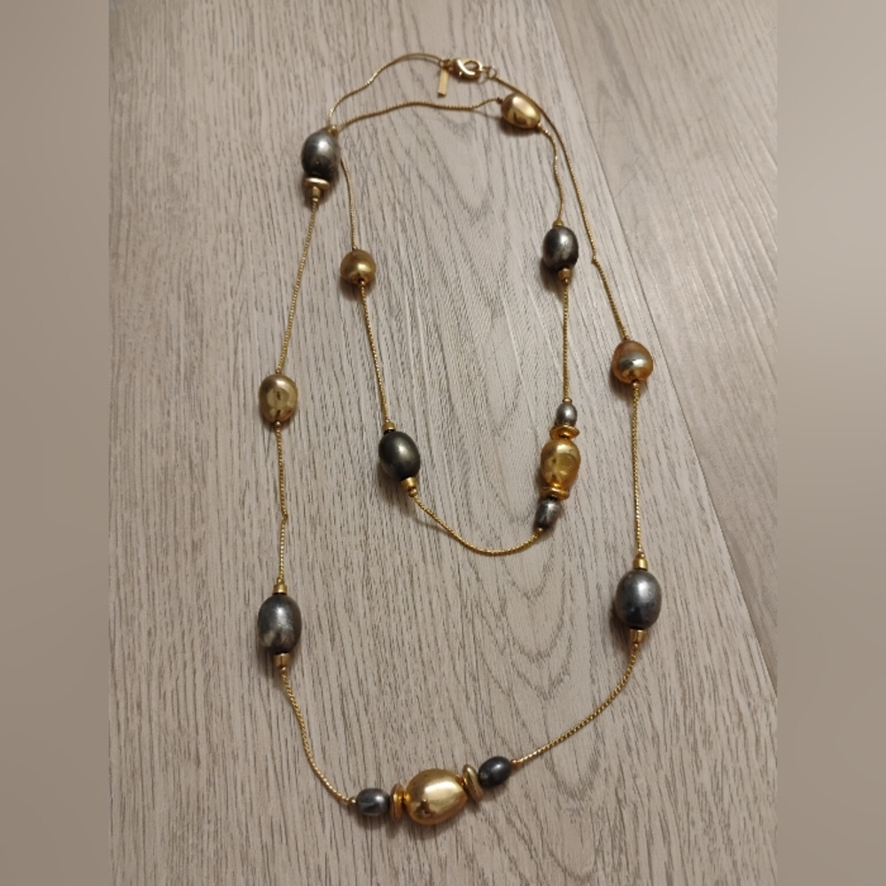 Elegant Gold and Silver Beaded Necklace